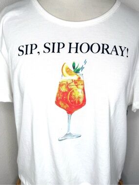NWT Better Together Sip Sip Hooray! Top  Aperol Spritz Graphic White Tee shirt